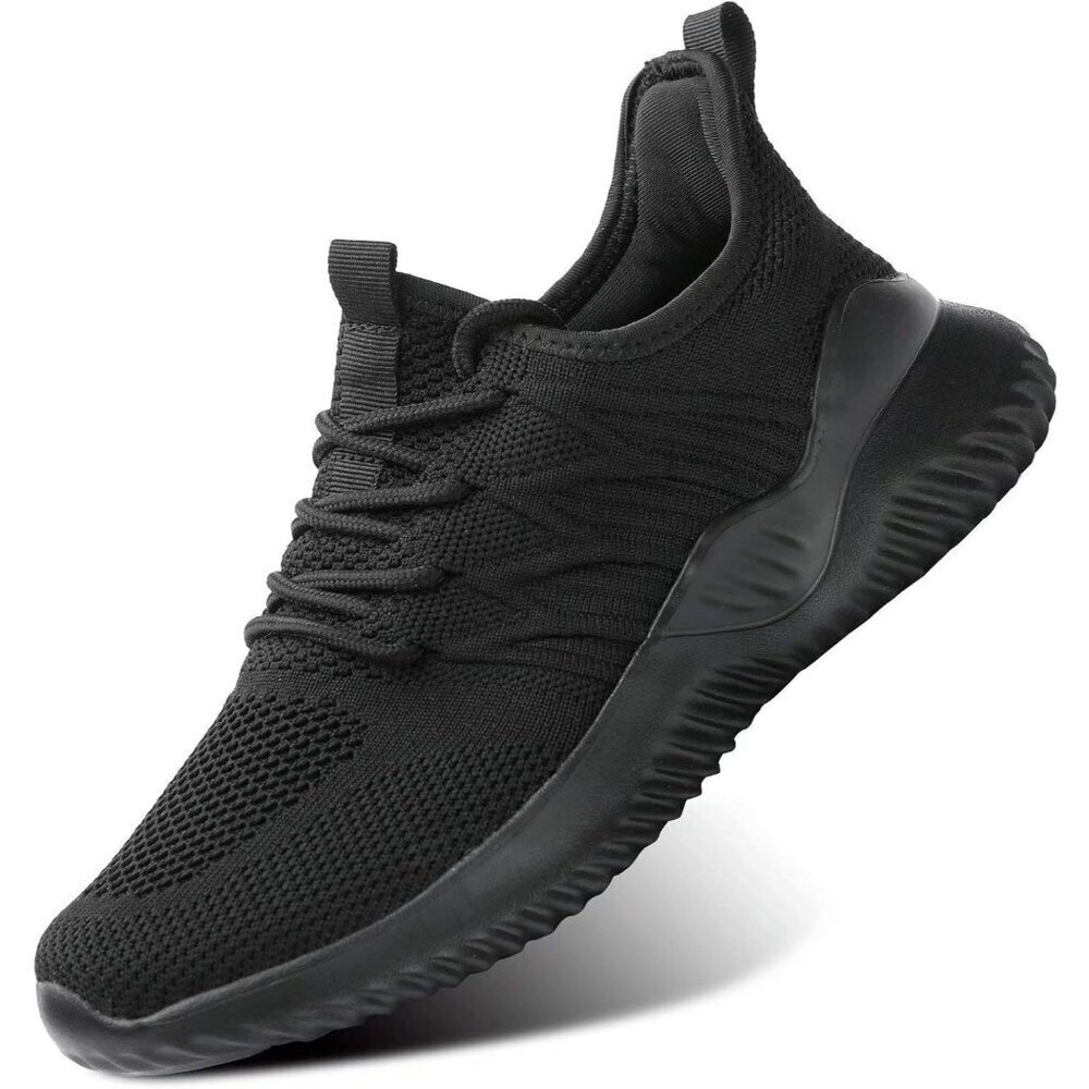 Women's Ladies Walking Running Shoes Slip On Lightweight Tennis Sneakers Black M